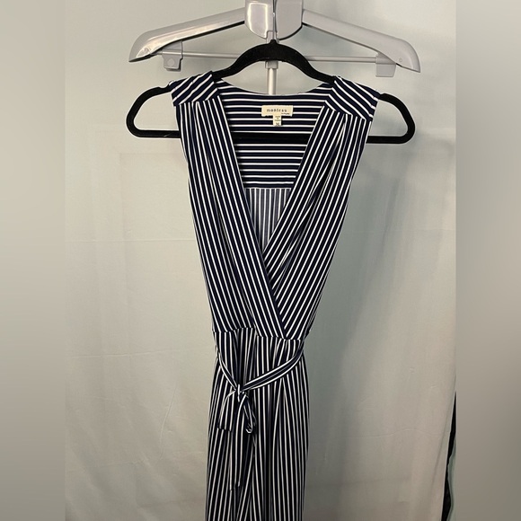 Monteau Navy Blue and white Striped Jumpsuit size M - Picture 2 of 11